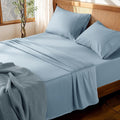 LBRO2M 100% Cotton Sheets Set Deep Pocket 19", 1000 Thread Count King Size 4 Piece Bed Sheet Sets Soft Comfortable Bedding All Season (King, French Blue)