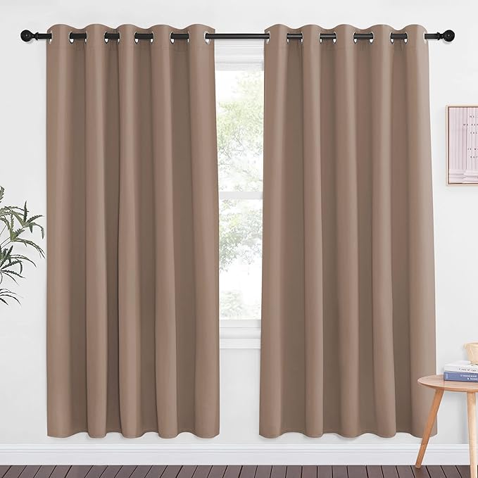 NICETOWN Blackout Doorway Curtain Drape 72 inch Long - Grommet Noise Reducing Thermal Insulated Solid Modern Window Treatments for Bedroom/Porch (1 Panel, 66 x 72 Inch, Cappuccino)