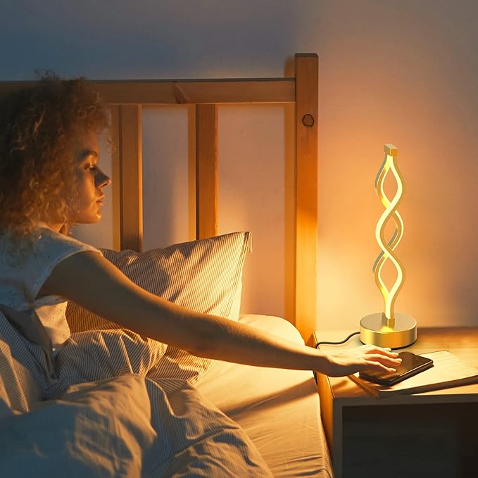 NUÜR Gold Lamps for Bedrooms Set of 2, Small Table Lamp, 3 Colour Temperature, 15.8 Inch Height, Bedsides Lamps for Living Room