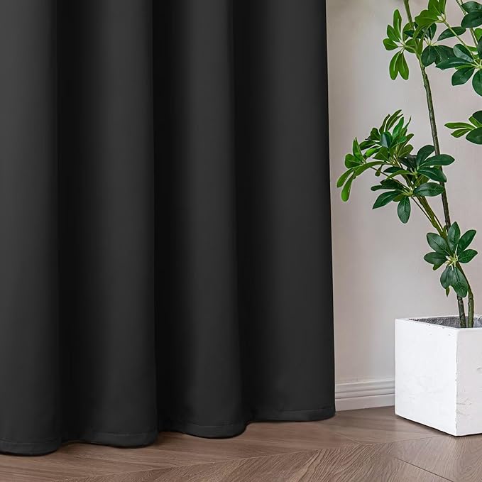 Blackout Curtains for Bedroom 1 Panel, Custom Curtains Thermal Insulated Dark Grey, Rod Pocket Room Darkening Drapes for Living Room Windows Luxury Decor(Custom Size,Dark Grey)