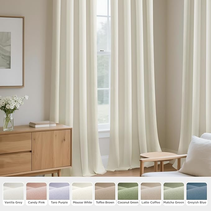 Joydeco White Velvet Curtains 90 Inches 2 Panels, Luxury Thermal Insulated Soft White Curtains for Bedroom & Living Room, Room Darkening Velvet Drapes, Rod Pocket (52W x 90L)