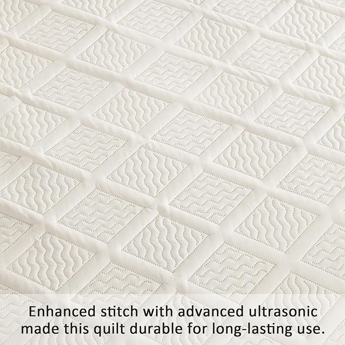 Yiran Quilt King Size Beige Summer Bedspreads Bedding Set 3 Pieces Thin Lightweight Microfiber Coverlet with 2 Pillow Shams for All Season