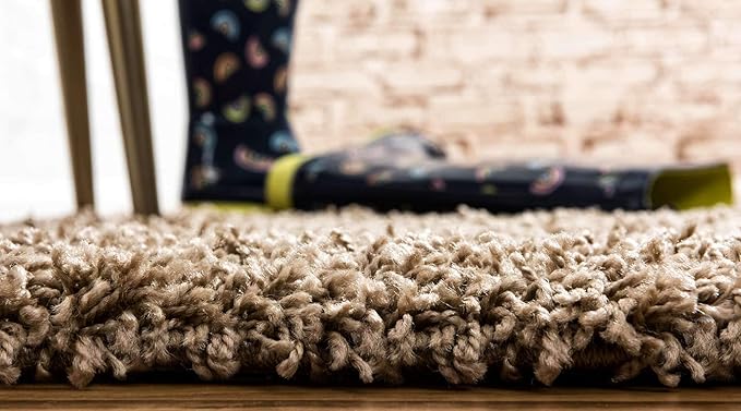 Unique Loom Solid Shag Collection Area Rug (2' 6" x 13' 1" Runner, Sandy Brown)
