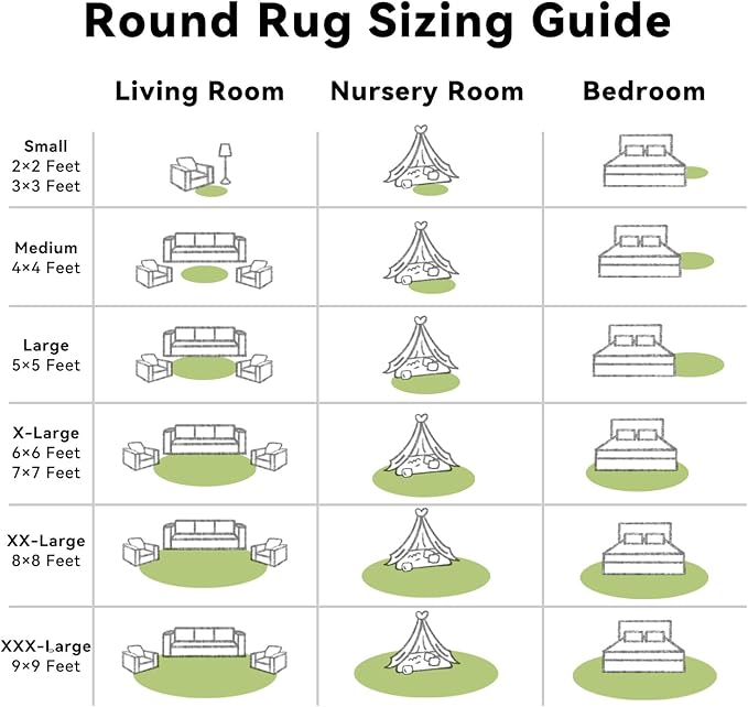 OLANLY Grass Green Round Rugs for Bedroom - Machine Washable, 9 ft Circle Area Rugs for Living Room, Soft and Fluffy Shaggy Carpet for Teen Girls and Boys, Nursery Rooms, Dorms, Home Decor Aesthetic