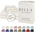 Bella Coterie 7 Piece Luxury Bamboo Viscose Split King Size Sheet Set | 2 Fitted Sheets for Adjustable Beds | 100% Organically Grown | Cooling for Hot Sleepers | 4 Pillowcases [Ivory]