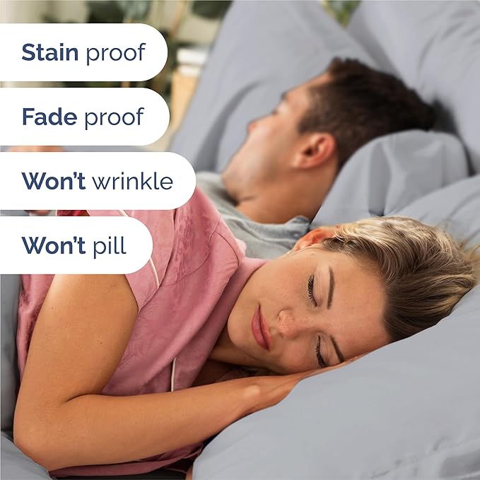 Split King 7 Piece Sheet Set - Cooling & Breathable - Hotel Luxury Bedding, Includes Fitted Sheets for Women, Men, Kids & Teens - 1 Flat, 2 Fitted Sheets, 4 Pillowcases w/Deep Pockets - Steel Blue