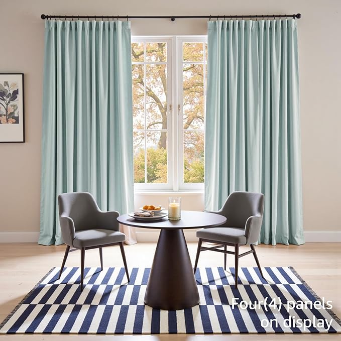 Lazzzy Velvet Blackout Curtains Thermal Insulated Room Window Drapes Super Soft Luxury Curtains for Living Room Bedroom Rod Pocket 2 Panels, Misty Blue, 52" W x 96" L