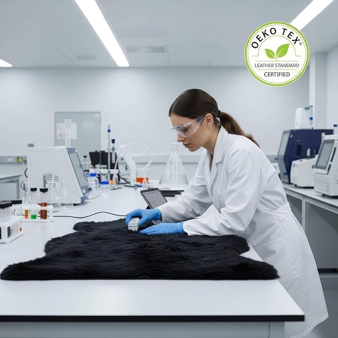 Super Area Rugs Black Sheepskin Rug Genuine Single 2x3ft Pelt Fluffy Fur Seat Cushion and Chair Cover