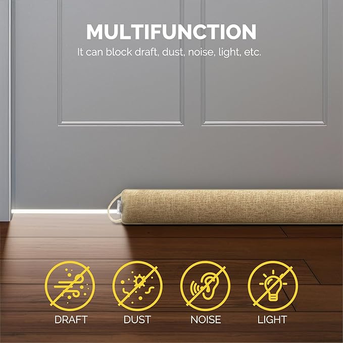 fowong Weighted Door Draft Stopper for Bottom of Door 36 Inch Soundproofing Noise Stopper Block Cold Air/Wind/Breeze, Oatmeal
