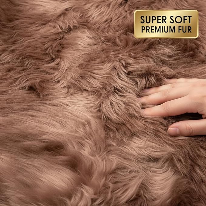 Super Area Rugs Buff Tan Sheepskin Rug Genuine Single 2x3ft Pelt Fluffy Fur Seat Cushion and Chair Cover