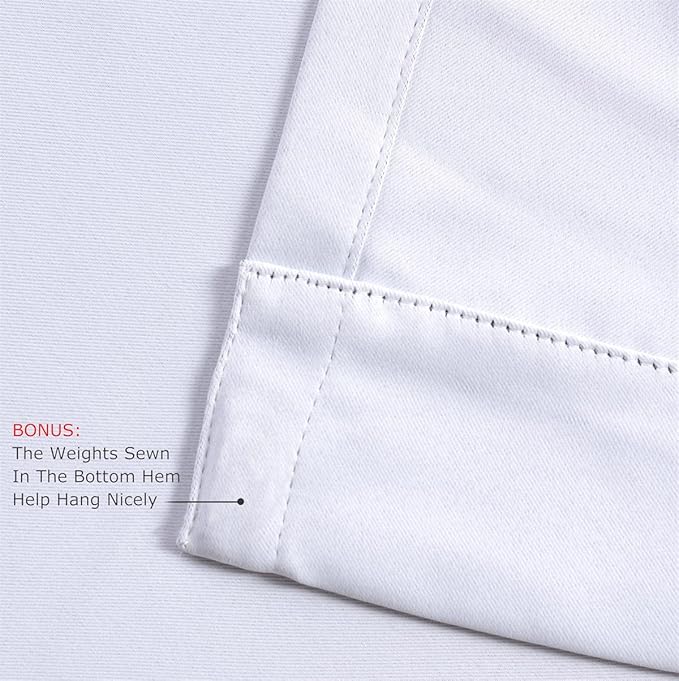 MIUCO Room Darkening Thermal Insulated Grommet Window Blackout Curtains for Livingroom Curtains Panels Set of 2 52x84 Inch Greyish White, Bonus 2 Tie Backs Included
