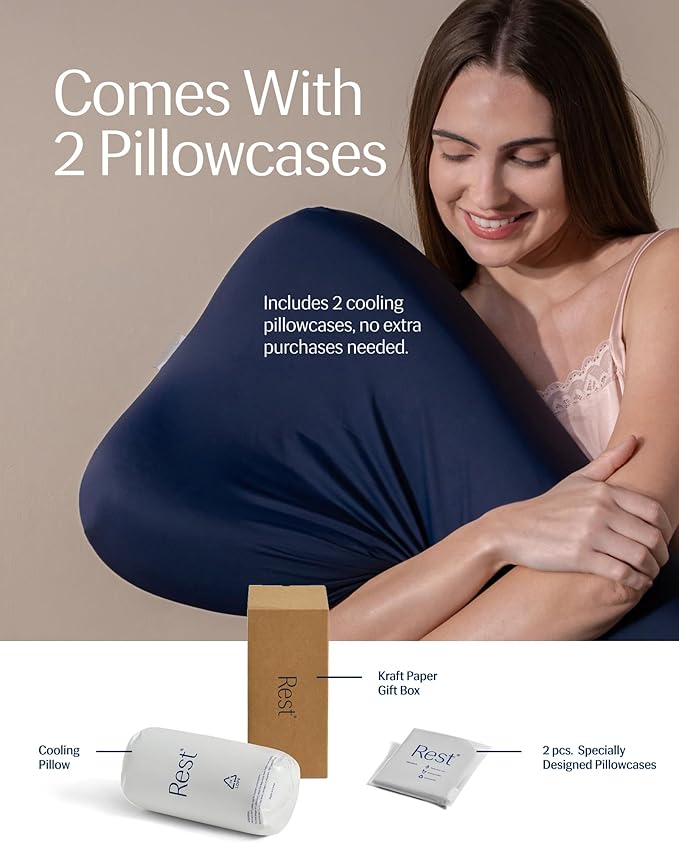 REST® Evercool® Cooling Pillow, Instant Cool-to-Touch Shell Fabric & Breathable Silicone Sponge Core for All-Night Temperature Regulation & Ergonomic Support, High, Arctic White