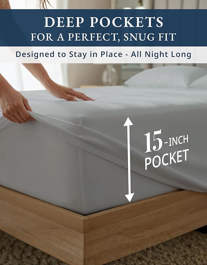 LANE LINEN 100% Egyptian Cotton Bed Sheets California King - 1000 Thread Count, Soft & Comfy Luxury Hotel Like Thick Bedding Sheets & Pillowcase Set, Machine Wash 15" Deep Pocket Sheet Set - Silver