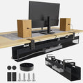 No Drill Under Desk Cable Management Tray, Nonkky Cable Management Under Desk, 40.2" Fabric Cord Hider - Clamp/Screw Mount, Cord Organizer for Office, Home - Supports Up to 40lbs