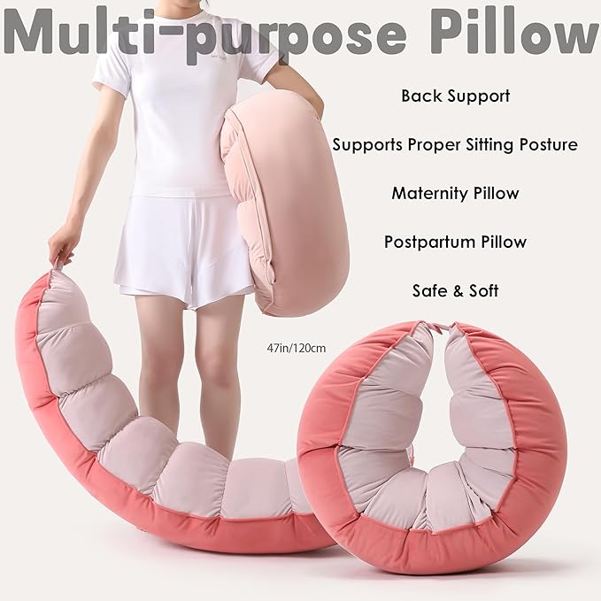 Peallow(Pat. Pend) – Long Round Body Pillow for Adults, Bolster Pillow for Sleeping, Soft and Supportive Pillow for Sleeping & Lumbar Support