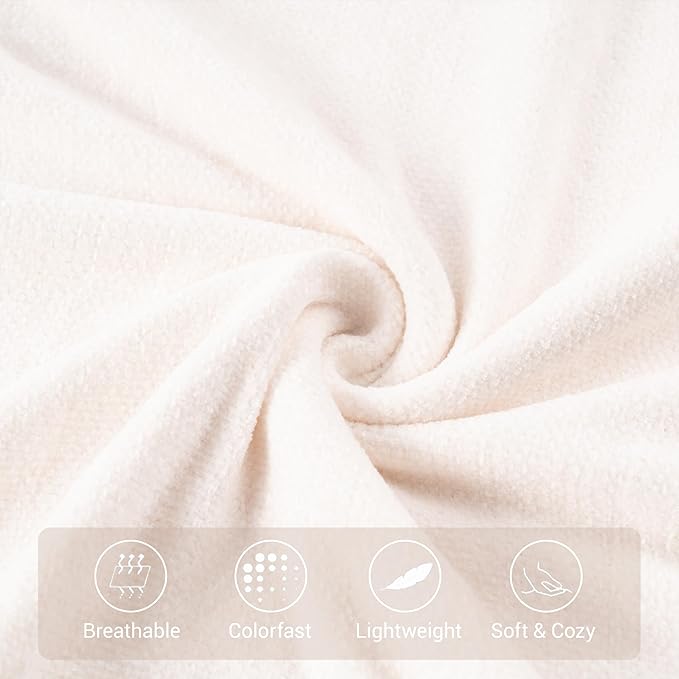 BATTILO HOME Off White Throw Blanket for Couch, Bed, Sofa - Soft Cozy Cream Chenille Throw with Fringe Tassels, Lightweight Farmhouse Knit Throw for Home Decor, 50"x60"