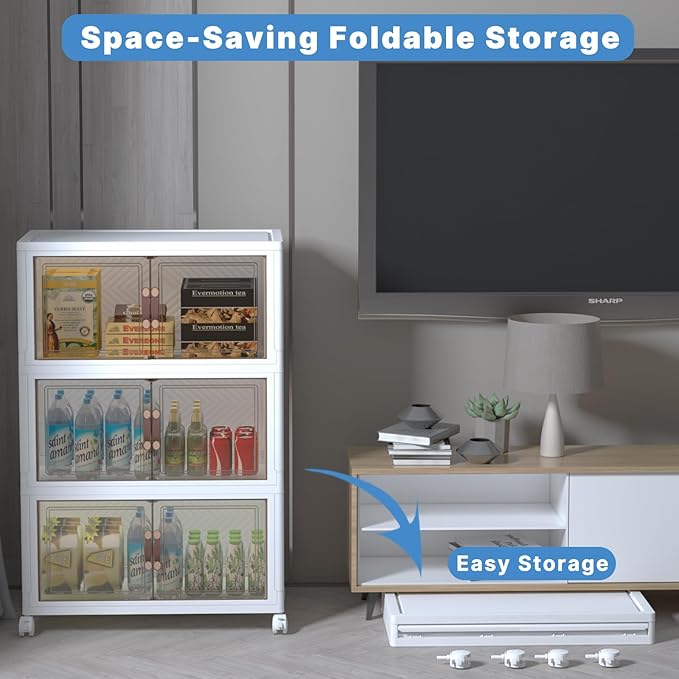 Extra Large Stackable Storage Bins with Lids&Wheels,375QT-125QT/32GAL*3Pack Collapsible Container Closet Organizers,Plastic Stackable Storage drawers for bedroom Dorm