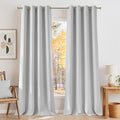 NICETOWN Faux Linen Greyish White Blackout Curtains 84 inches Long for Living Room - Privacy Panels for Bedroom, Modern Farmhouse Style Easy Care Grommet Top, 2 Panels, W52 by L84
