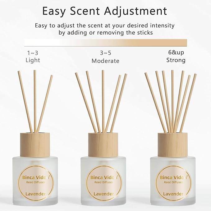 Reed Diffuser Set of 3, Binca Vidou Lavender, Jasmine & White Tea, Sage & Sea Salt Natural Scent Oil Diffusers with Sticks for Home Office Bathroom Aromatherapy Decor 1.69oz x 3