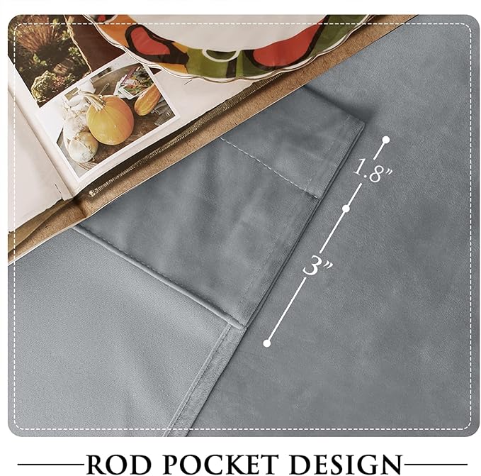 StangH Velvet Drapes 90 inches Long, Light Grey Luxury Home Decoration Bedroom Thermal Insulated Window Curtains for Sliding Door Cafe, W52 x L90, 2 Panels