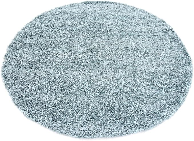 Unique Loom Solid Shag Collection Area Rug (6' 1" Round, Light Slate Blue)