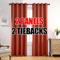 MIUCO Room Darkening Thermal Insulated Grommet Window Blackout Curtains Panels for Livingroom 1 Pair 52x84 Inch Rust, Bonus 2 Tie Backs Included