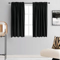 DONREN 99% Blackout Curtains for Bedroom - Thermal Insulating Blackout Rod Pocket Drapes for Small Windows (42 x 54 Inches,Set of 2 Panels,Black)
