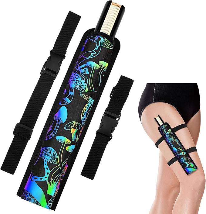 Summer Rave Fan Thigh Holster Rave Fan Holder Folding Hand Pouch Foldable Sleeves with Waist Belt for Thigh Party