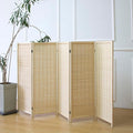 5 Panel Short Room Divider Screen,Beige Freestanding Partition,Small Bamboo Panel Divider for Room Seperation,3.95 FT Tall