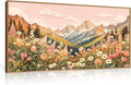 LHIUEM Large Abstract Colorful Mountain Framed Canvas Wall Art,Boho Pink Flower Wall Decor, Nature Wildflower Wall Painting,Bohemian Artwork for Living Room,Bedroom,Dining Room,Office -20"x40"x1