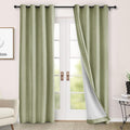 Macochico 100% Blackout Chenille Curtains Thermal Insulated Noise Reducing Velvet Draperies for Living Room Bedroom Hotel Green Tint Blackout Curtains Grommet Top with Tieback 84" Wx84 L 1 Panel