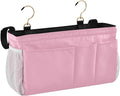 KOPIRIT Rose Red Bedside Caddy Storage Bag Bedside Organizer for Dorm Room Top Bunk Bed Hanging Storage Organizer 6 Pockets with Hooks for Book Glasses Phone Holder