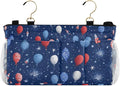 Bedside Caddy Hanging Bunk Bed Caddy Bed Organizer Hanging Pocket with 2 Hooks Bedside Storage Organizer Pocket Bag Holder Navy Blue Patriotic Balloons Fireworks