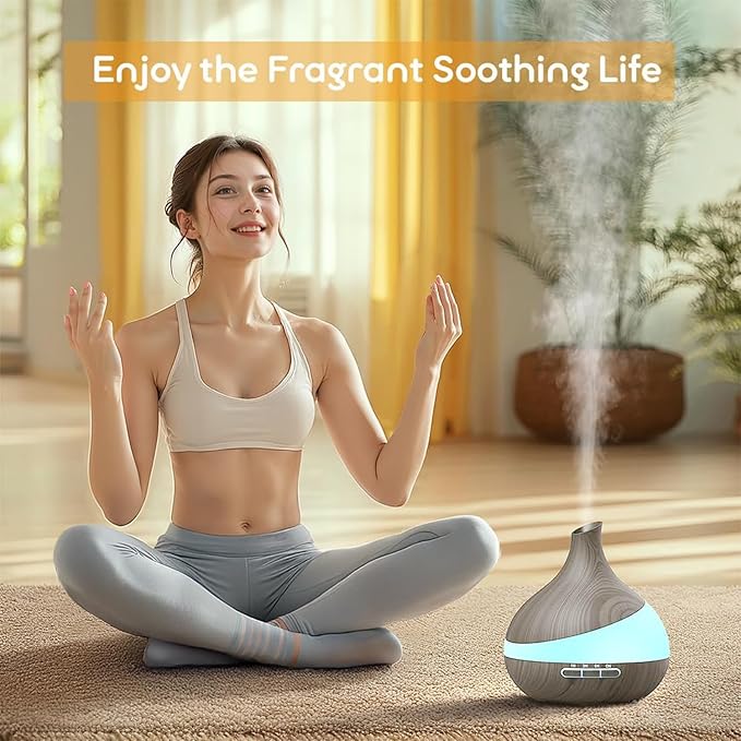 HJTHJT 500ML Essential Oil Diffuser: Aroma Diffuser with Remote Control for Hotel Spa Yoga Room - Humidifiers for Bedroom with 14 Colors LED Night Light for Kids/Women Home Relaxation