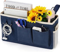 Loghot Bedside Caddy/Bedside Storage Bag Hanging Organizer for Bunk and Hospital Beds,Dorm Rooms Bed Rails,Can be Placed Glasses,Books,Mobile Phones,Keys (Navy Blue)