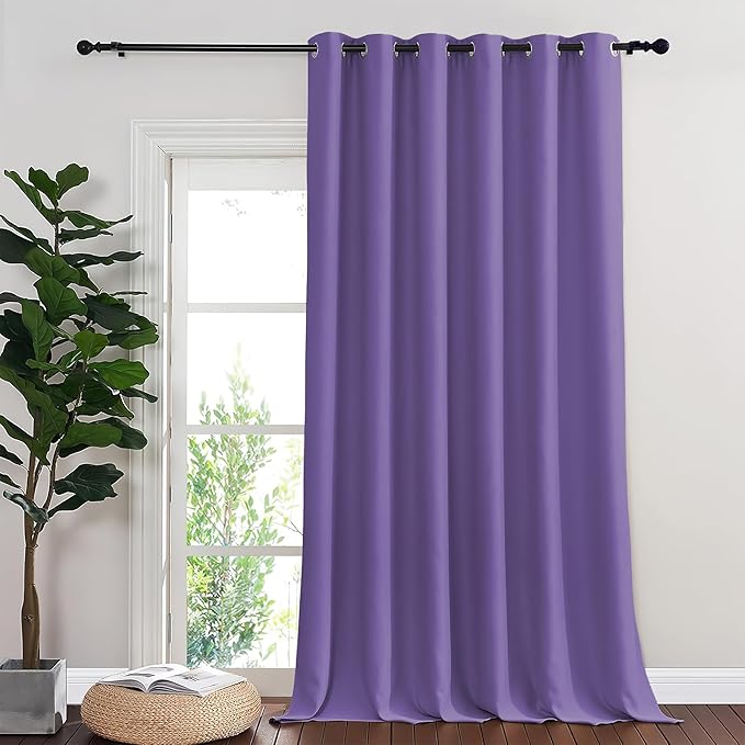 NICETOWN Blackout Sliding Glass Door Curtains, Room Darkening Thermal Insulated Curtains for Living Room Bedroom, Extra Wide Window Drapes, 1 Panel, W80 x L118, Lilac Purple