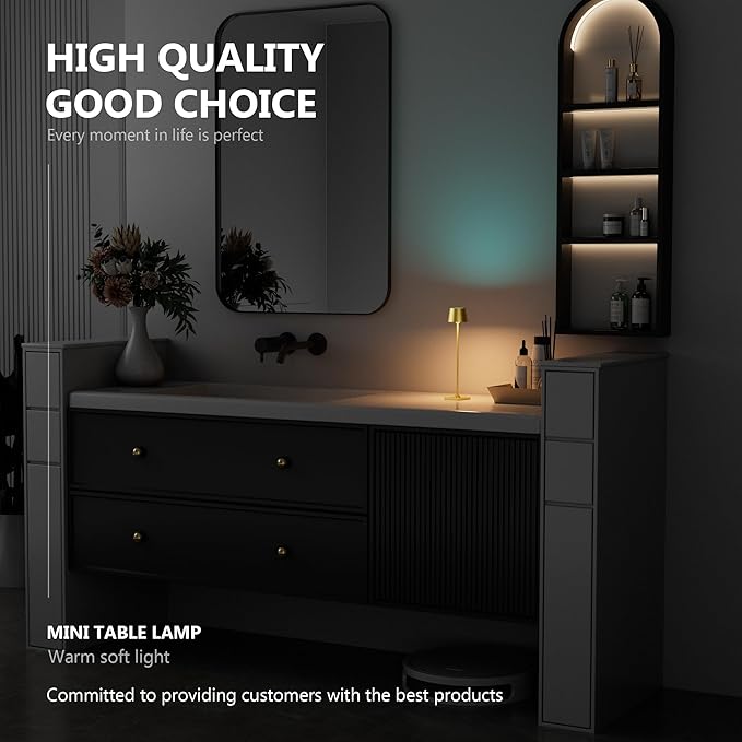 Modern LED Color-Changing Cordless Table lamp, 7 Colors, metal Shade, Touch control with sleep mode for Restaurant, Bedroom, Outdoor Camping, Coffee Shop, Night Light, Rechargeable (Golden 1PACK)