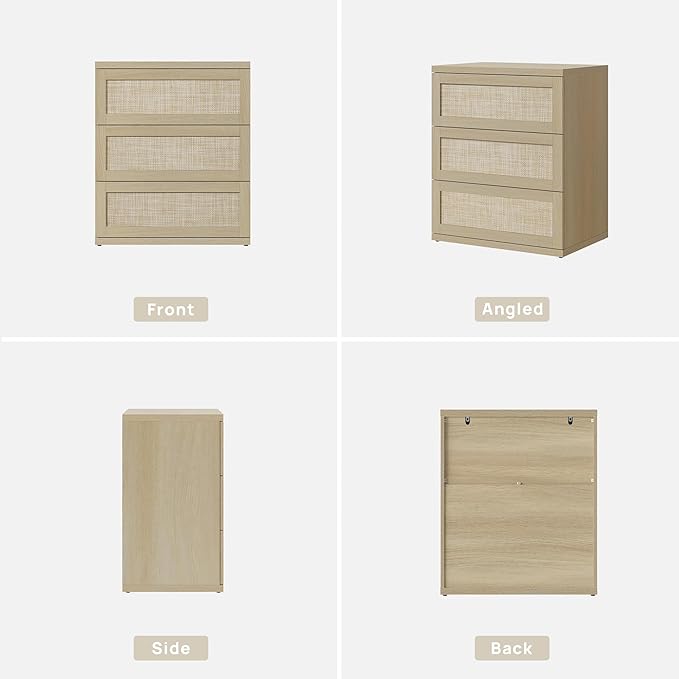 SICOTAS Dresser for Bedroom - 50" Wide 6 Drawer Dresser Rattan Dressers & Chests of Drawers Boho Drawers for Bedroom Bedside Table Clothes Large Closet Storage for Closet Hallway Entryway