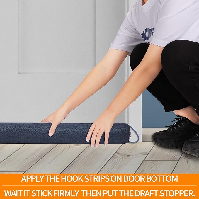 TORRAMI 36" Door Draft Stopper Under Bottom Insulation Noise Air Stopper 2.1LB,Draft Stopper Guard Seal for Doors and Windows - Dark Blue
