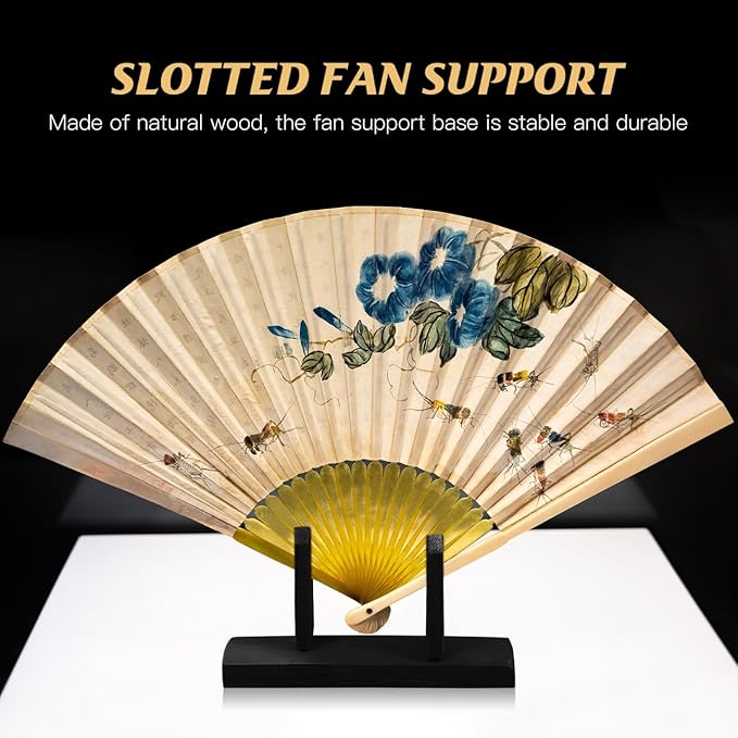 BESPORTBLE Wooden Hand Fan Stand Japanese Style Folding Fan Holder Portable Foldable Rack Display Base for Home Decoration