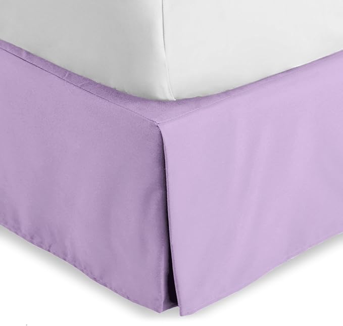 Bare Home Queen Bed Skirt - 15-Inch Tailored Drop Easy Fit - Bed Skirt for Beds - Center & Corner Pleats (Queen, Lavender)