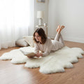 Genuine Extra Large Sheepskin Rug for Living Room/Bedroom - Super Soft Sheep Skin - Eight Pelt Natural Non-Dyed Fur with Skid Resistant Suede Backing, 6ft. x 8ft.