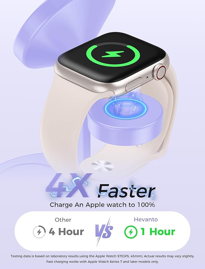 2025 3 in 1 Wireless Charging Station for Apple MagSafe Charger, 15W Fast Magnetic Mag-Safe Charger Stand for iPhone 17 16 15 14 13 12 Apple Watch AirPods Compatible with MagSafe, Purple