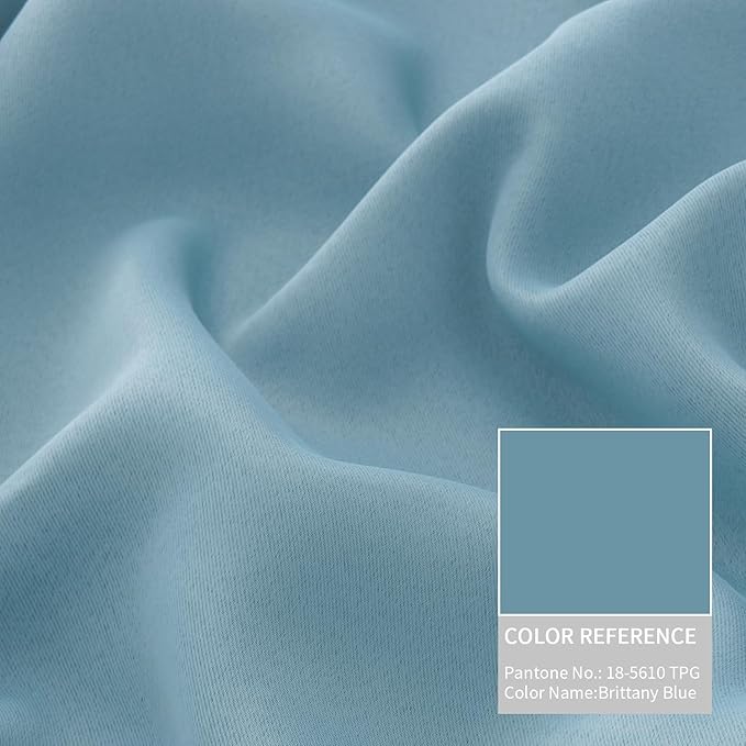 BGment Thermal Insulated 100% Blackout Curtains for Bedroom with Black Liner, Double Layer Full Room Darkening Noise Reducing Grommet Curtain (42 x 84 Inch, Greyish Blue, 2 Panels)