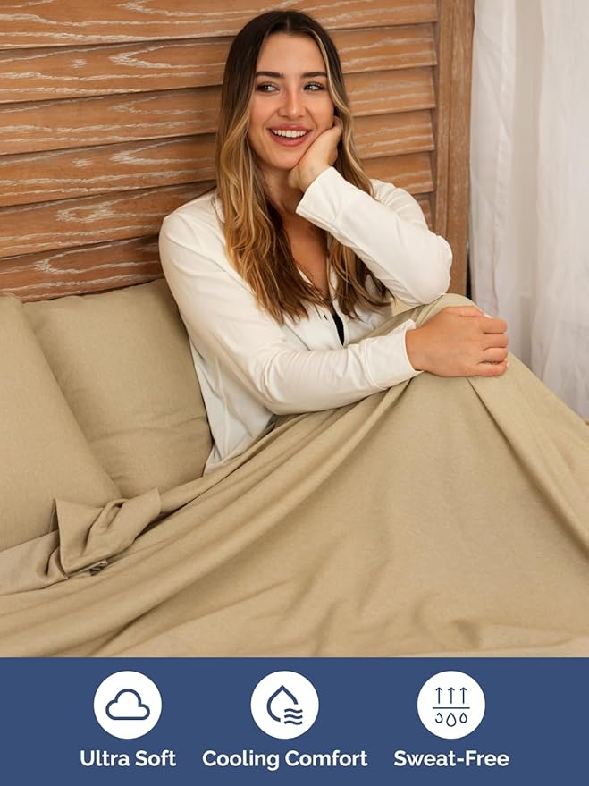 Extra Deep Queen Sheet Set - 6 Piece Breathable and Cooling Sheets - Hotel Luxury Bed Sheets Set - Easy Fit - Soft, Wrinkle Free and Comfy Sheets Set - Heathered Tan Sheet Set with Extra Deep Pockets