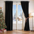 Lazzzy Velvet Blackout Curtains Thermal Insulated Room Window Drapes Super Soft Luxury Curtains for Living Room Bedroom Rod Pocket 2 Panels, Black, 52" W x 96" L