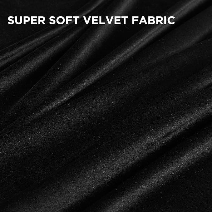 Joydeco Black Velvet Curtains 84 Inches Long, Blackout Grommet Luxury Curtain 2 Panels, Insulated Thermal Privacy Room Darkening Velvet Drapes for Bedroom Living Room (52Wx84L)