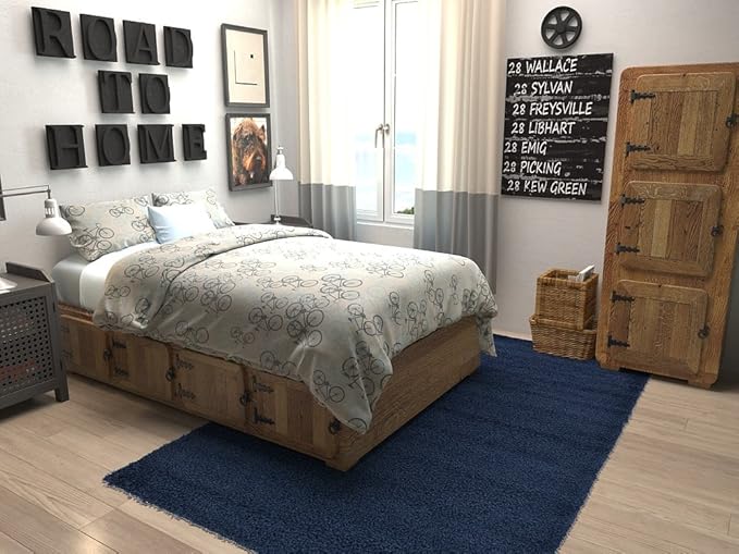 Unique Loom Solid Shag Collection Area Rug (5' 1" x 8' Rectangle, Sapphire Blue/ Navy Blue)