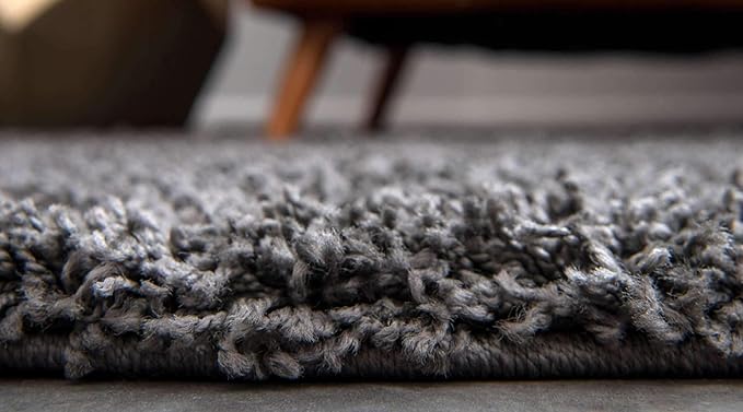 Unique Loom Solid Shag Collection Area Rug (2' 6" x 19' 8" Runner, Graphite Gray)