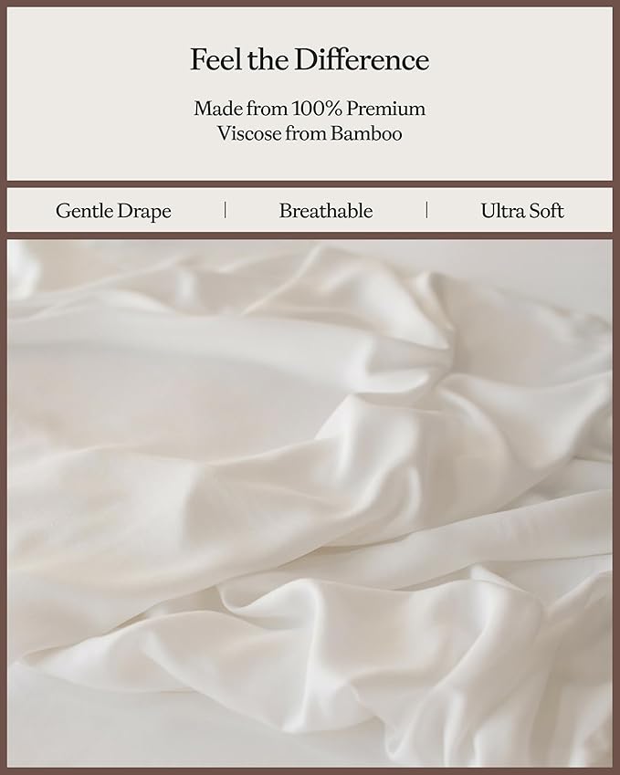 Cozy Earth Luxury Bed Sheet Set - 100% Viscose from Bamboo Fabric, Ultra-Soft & Breathable, Fits Regular & Deep Pocket Mattresses up to 20" - 5 Pieces Split King Sheet Set White